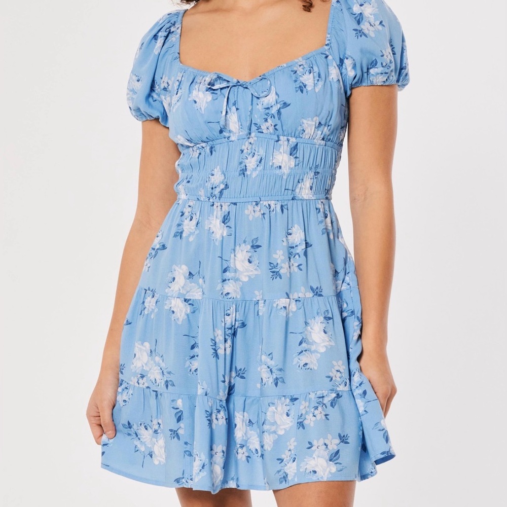 Hollister Floral Blue Dress